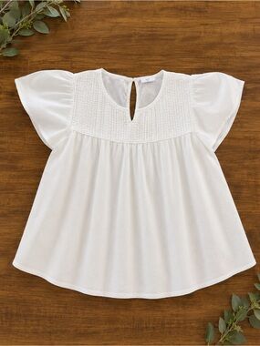 Girls Mayoral White Cotton Lace Trim shirt sz 14 (v1)